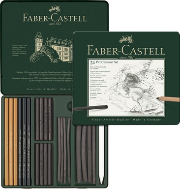 FABER CASTELL PİTT M.CHROME İŞLENMİŞ KÖMÜR SETİ 24