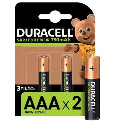 DURACEL ŞARJLI İNCE KALEM PİL 2.Lİ PK 750 MAH 