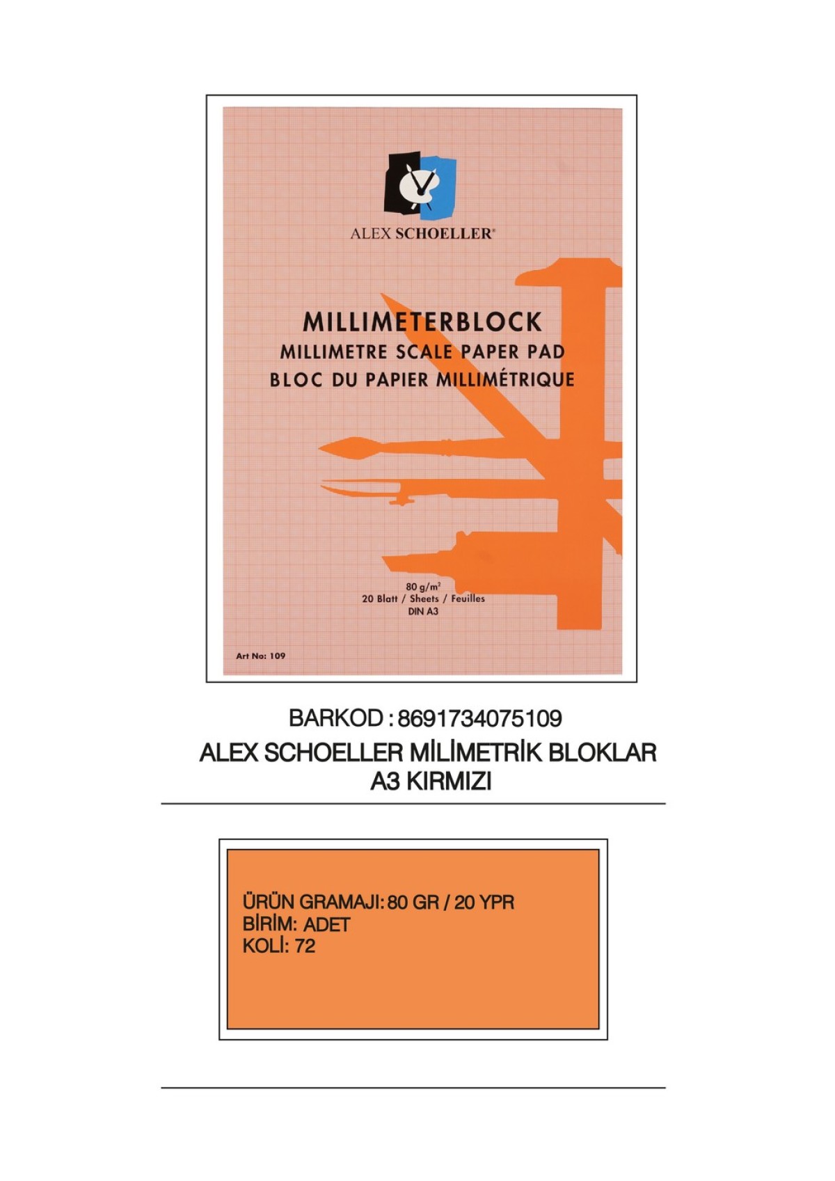 ALEX A3 MILIMETRIK BLOKNOT