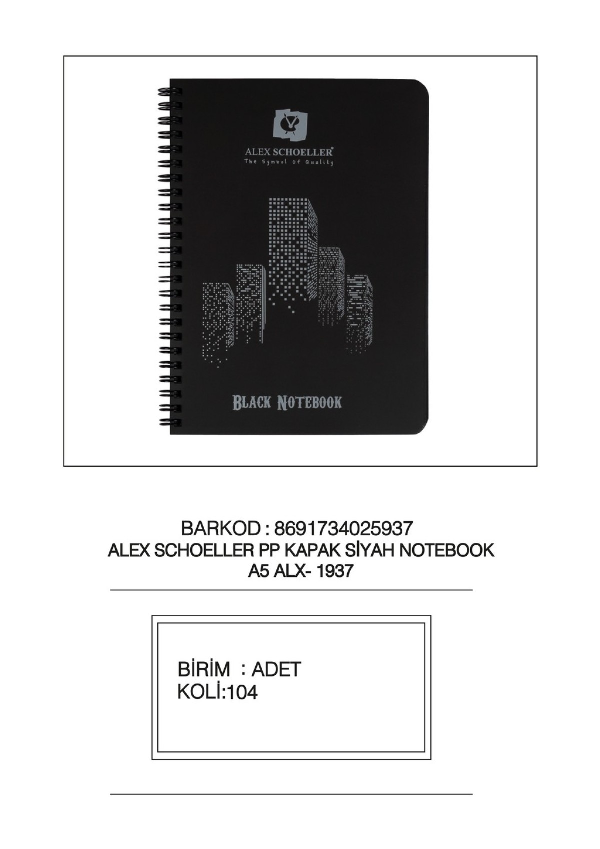 ALEX A5  PP SPİR. 60 YP SİYAH ALX-1937