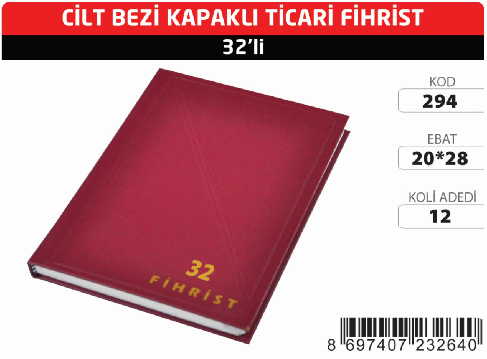 GÜRPAŞ TİCARİ FİHRİST 20X28 32 Lİ KOD:294