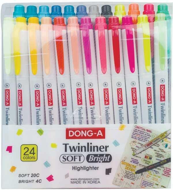 DONG-A TWINLINER SOFT FOSFORLU KALEM 24 ADET SET