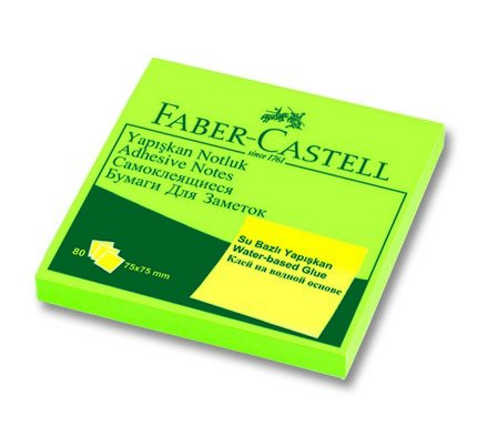 FABER YAPIŞKAN NOTLUK 75x75mm FOSFORLU YEŞİL