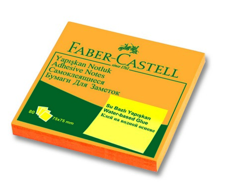 FABER YAPIŞKAN NOTLUK 75x75mm FOSFORLU TURUNCU