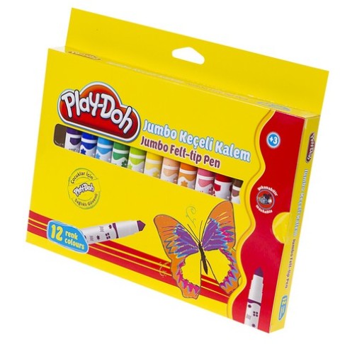 PLAY-DOH JUMBO KEÇELİ KALEM 8 MM 12 RENK KARTON