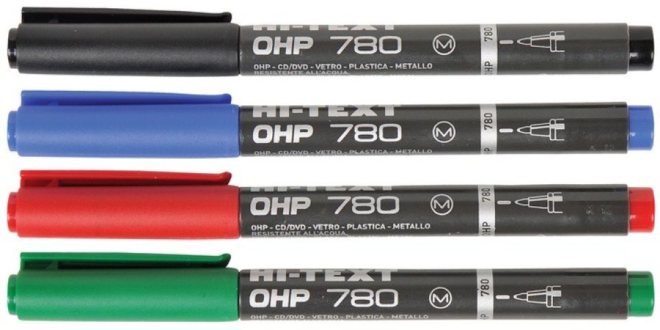 HI-TEXT  ASETAT KALEMİ  M SİYAH  OHP 780