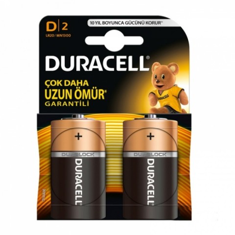 DURACELL ALKALİN PİL BÜYÜK BOY  LR 20 D 2 li 