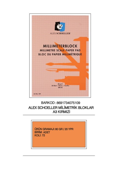 ALEX A3 MILIMETRIK BLOKNOT