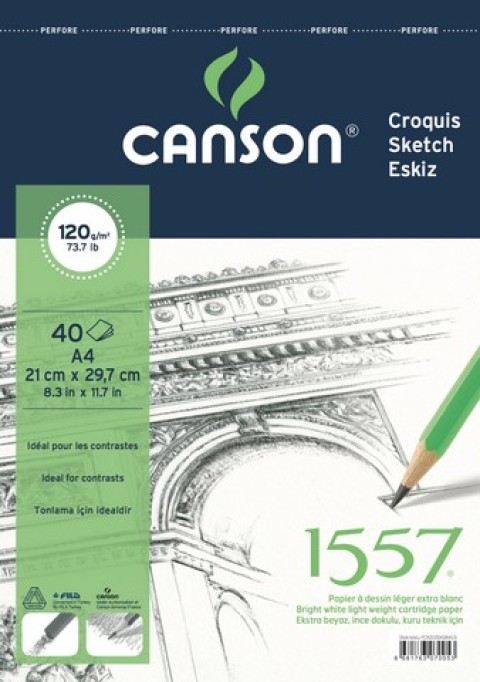 CANSON 1557 RESİM BLOK 120GR A4 40YP ÜSTTEN SPR