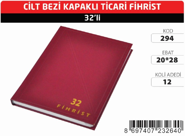 GÜRPAŞ TİCARİ FİHRİST 20X28 32 Lİ KOD:294