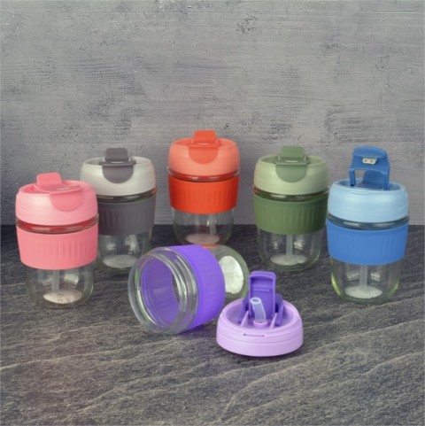 H2O CAM PİPETLİ KUPA HEDİYELİK 380 ML PASTEL 
