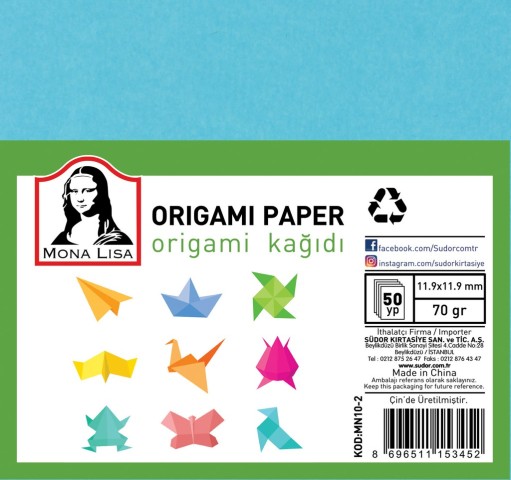 MONA LİSA ORIGAMI KAĞIDI 11.9X11.9 70 GR 50 YPR 