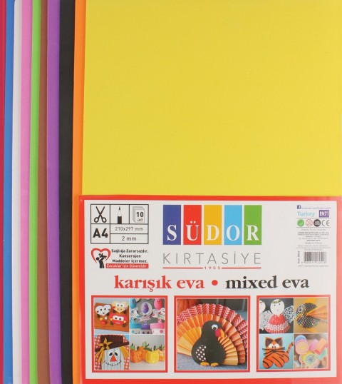SÜDOR A4 EVA YAPIŞKANSIZ KARIŞIK 10 LU