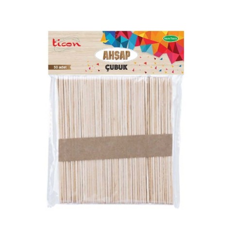 PUTİ DİL ÇUBUĞU AHŞAP NATUREL DAR KISA 50.Lİ PK
