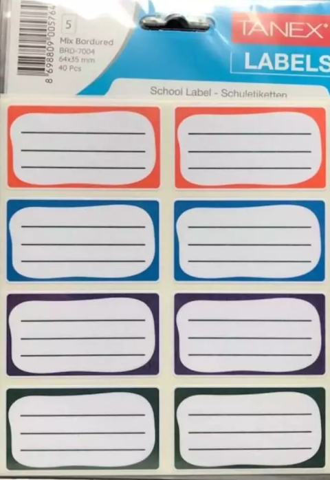 BORDÜRLÜ MIX ÇİFT SIRA OKUL ETİKETİ 5 AD. BRD-7004