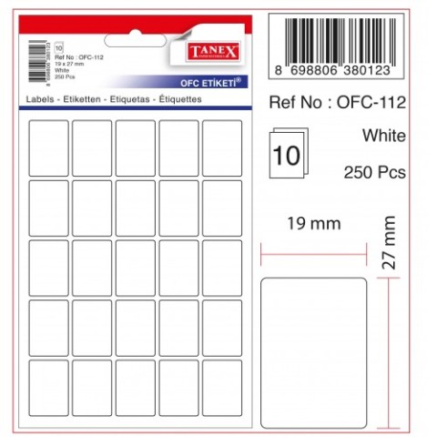 TANEX OFİS ETİKETİ BEYAZ 19X27MM OFC-112