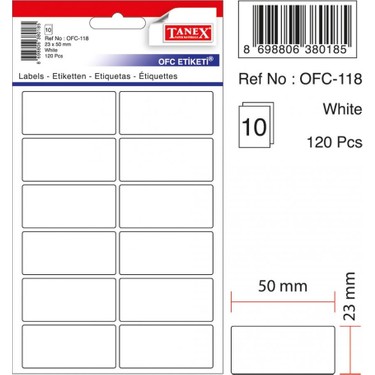 TANEX OFİS ETİKETİ BEYAZ 50X23MM OFC-118