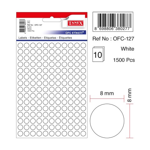 TANEX OFİS ETİKETİ 0,8 Ofc-127 BEYAZ
