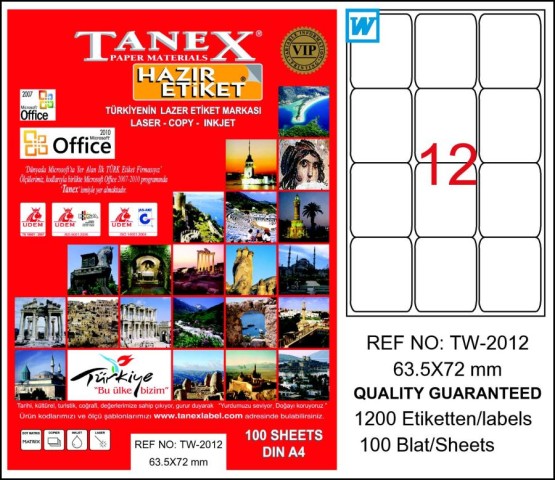 TANEX LAZER ETİKET 63x72 TW 2012