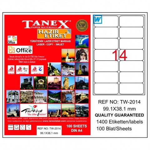 TANEX LAZER ETİKET 99x38 TW 2014 99.1X38.1