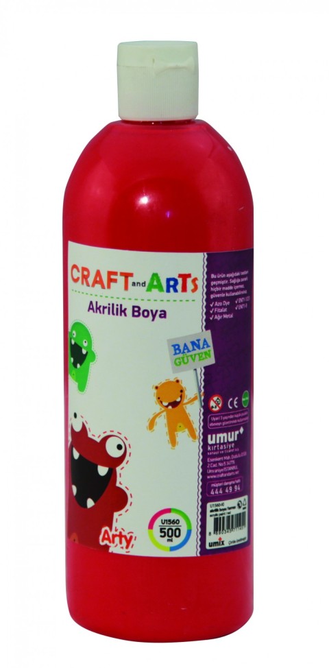 CRAFT ARTS AKRILIK BOYA 500ML NEON KIRMIZI 