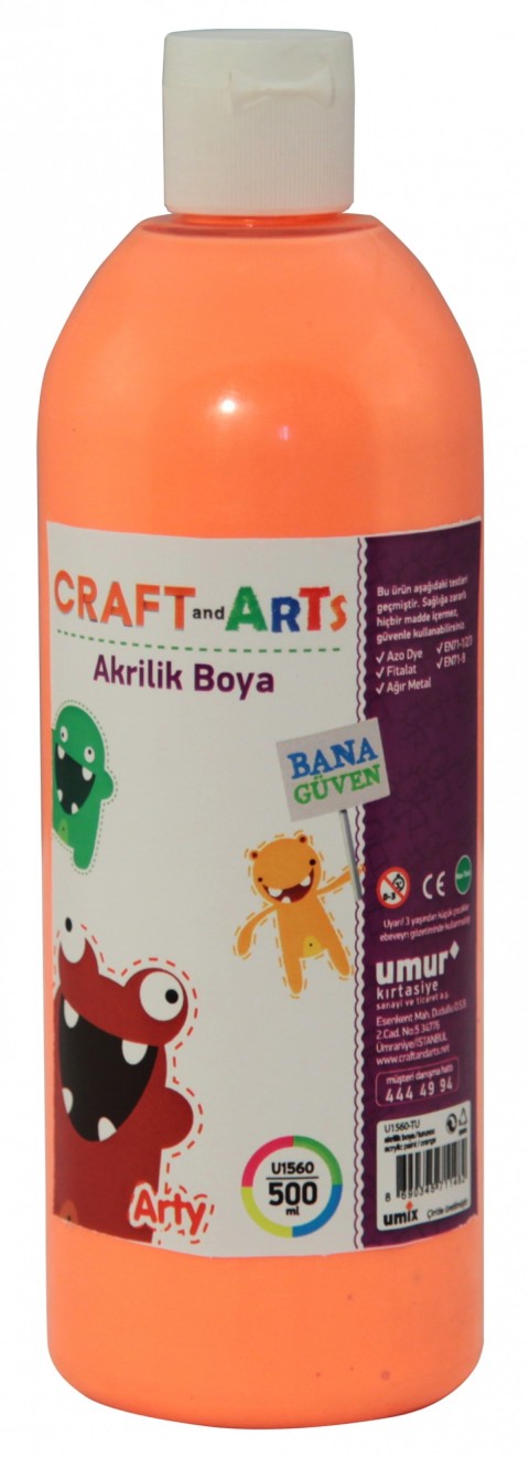CRAFT ARTS AKRILIK BOYA 500ML NEON TURUNCU