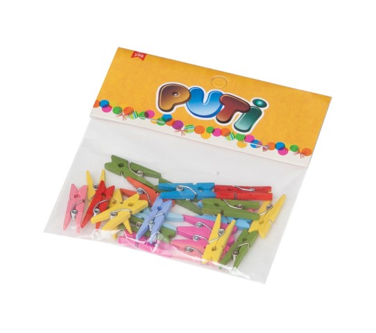 PUTİ MANDAL AHŞAP RENKLİ KÜÇÜK 24.LÜ PK
