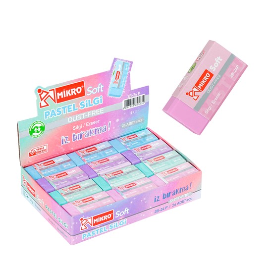 MİKRO DUST-FREE SİLGİ PASTEL RENKLER  2B-30P