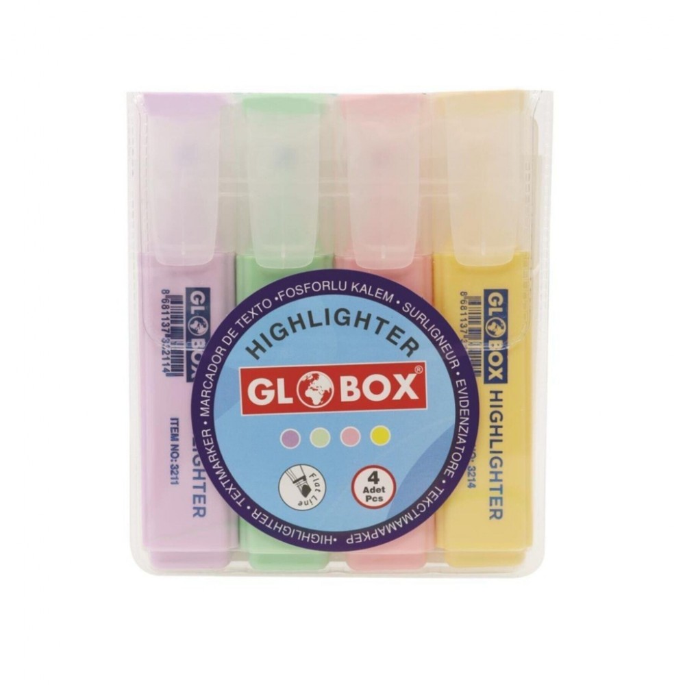 GLOBOX FOSFORLU KALEM 4.LÜ PASTEL RENK