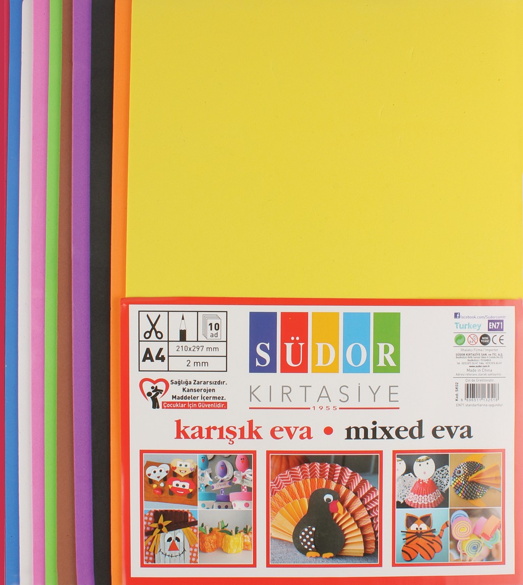 SÜDOR A4 EVA YAPIŞKANSIZ KARIŞIK 10 LU