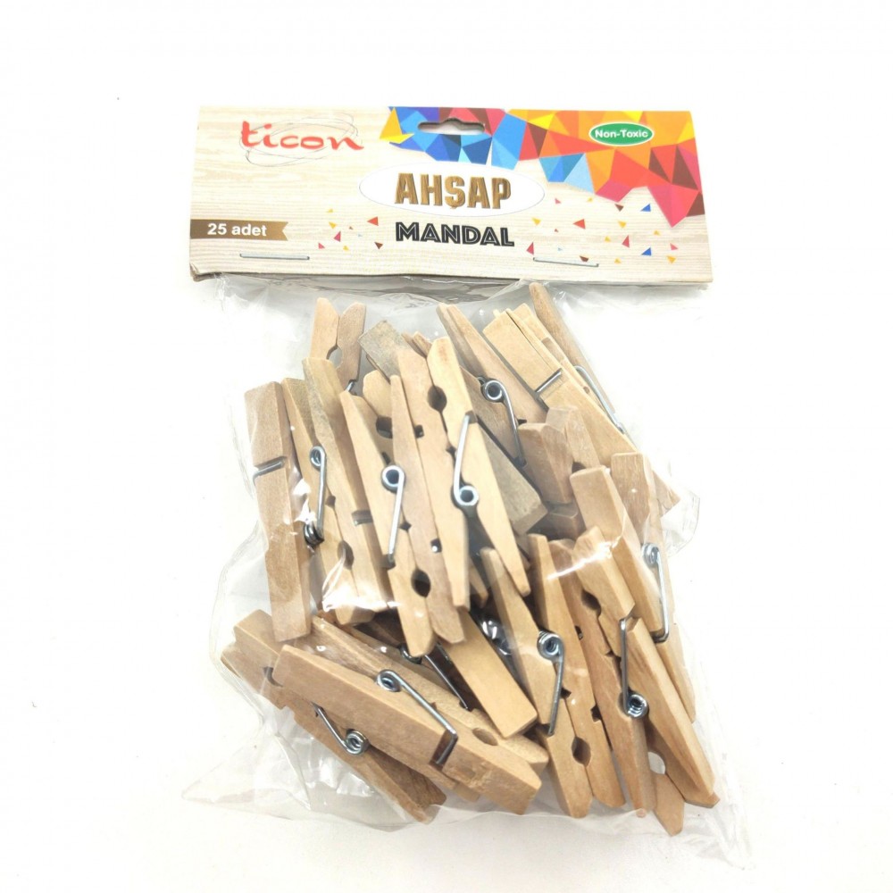 TİCON MANDAL AHŞAP NATURAL BÜYÜK