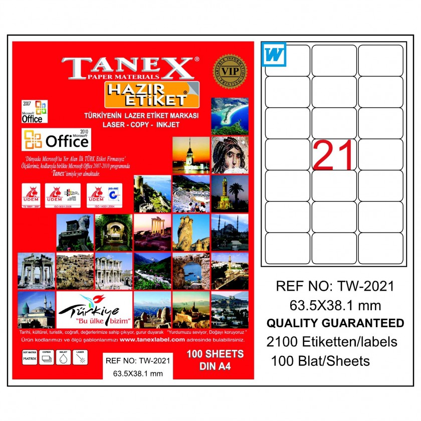 TANEX LAZER ETİKET 63x38 TW 2021 