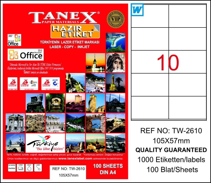 TANEX LAZER ETİKET 105x57 TW 2610