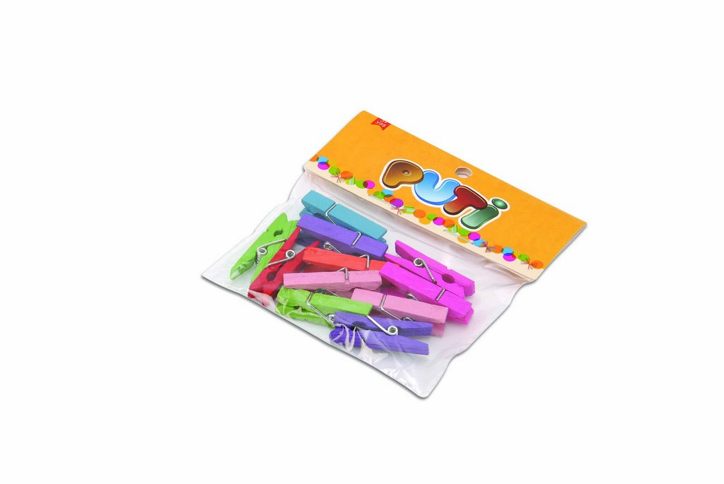 PUTİ MANDAL AHŞAP RENKLİ BÜYÜK 12.Lİ PK